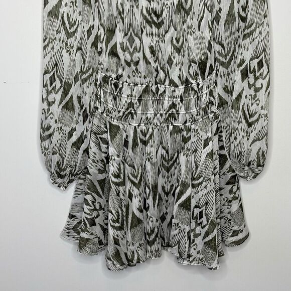 Misa Los Angeles Mercy Green White Elastic Waist Mini Dress Womens Size Small - Picture 13 of 13